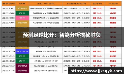 预测足球比分：智能分析揭秘胜负